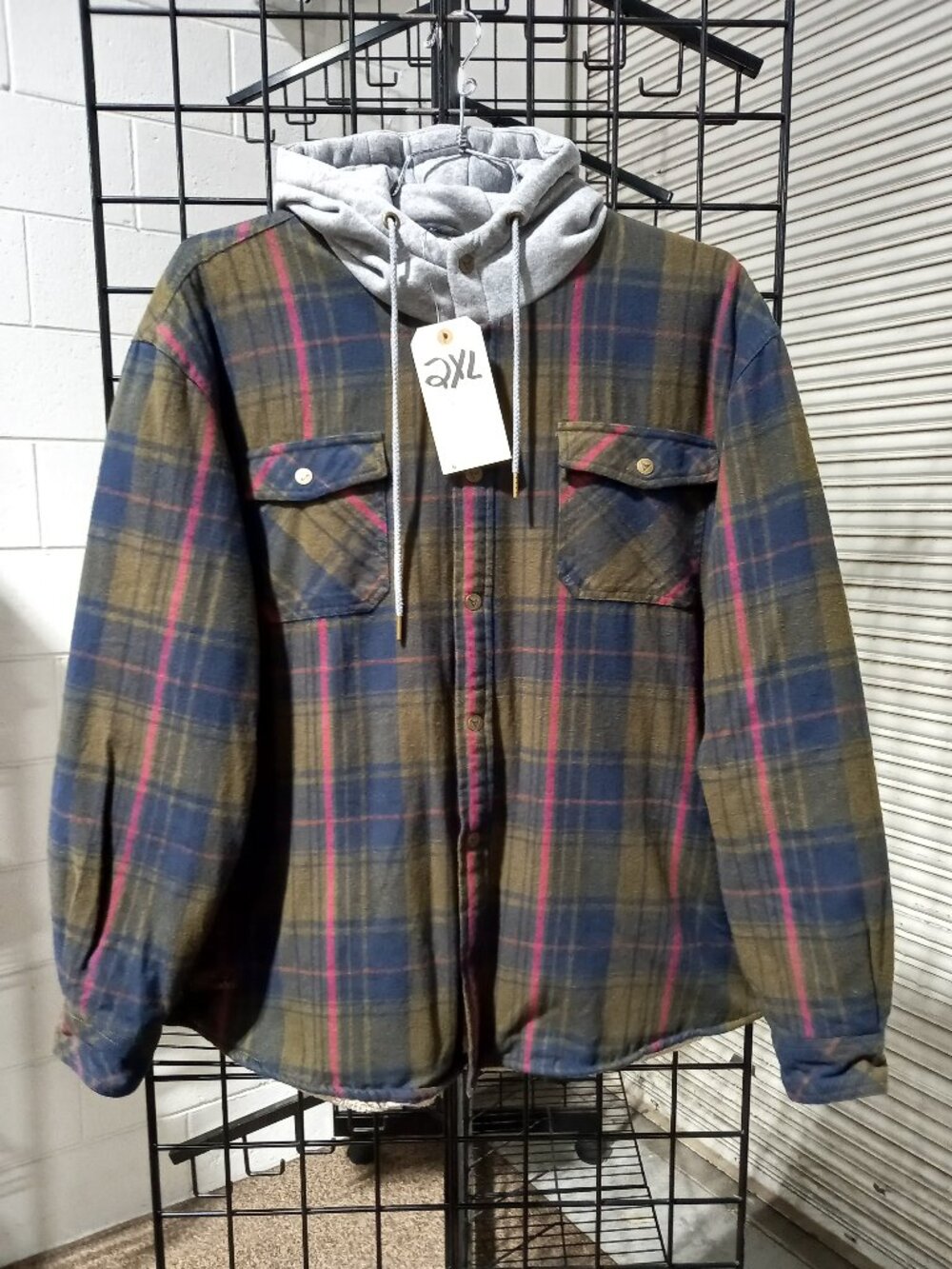 Men's Flannel Shirt Jacket Berber-Lined with Hood | 2XL